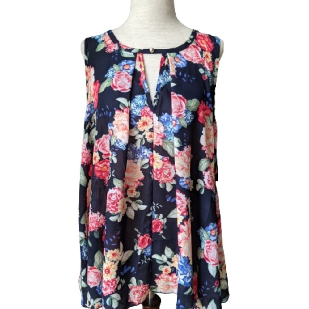 Color Swatch Sleeveless Floral Tunic S